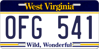 WV license plate OFG541