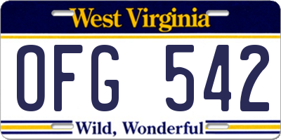 WV license plate OFG542