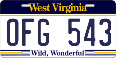 WV license plate OFG543