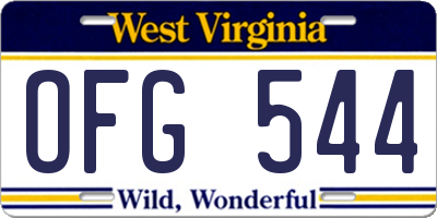 WV license plate OFG544
