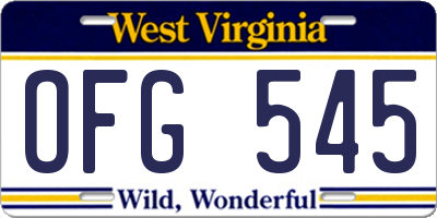 WV license plate OFG545