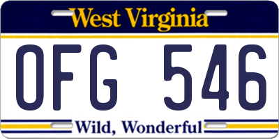 WV license plate OFG546