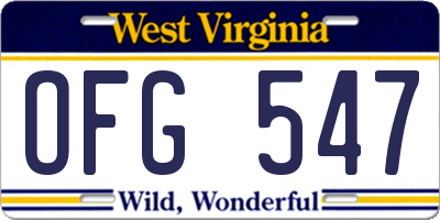 WV license plate OFG547