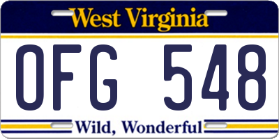 WV license plate OFG548