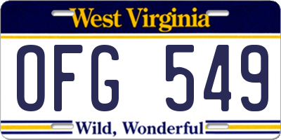 WV license plate OFG549