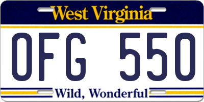WV license plate OFG550
