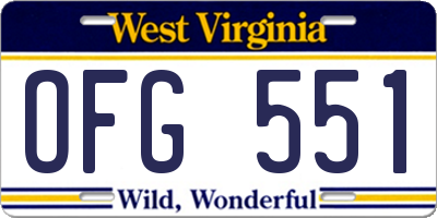 WV license plate OFG551