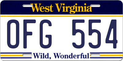 WV license plate OFG554