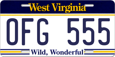 WV license plate OFG555