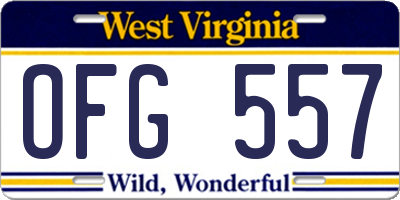 WV license plate OFG557