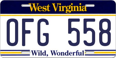 WV license plate OFG558