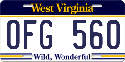 WV license plate OFG560