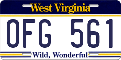 WV license plate OFG561