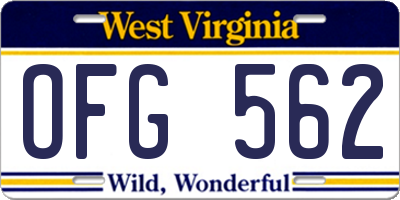 WV license plate OFG562