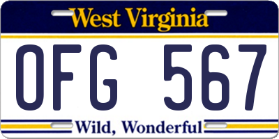 WV license plate OFG567