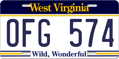 WV license plate OFG574