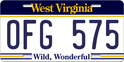 WV license plate OFG575