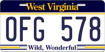 WV license plate OFG578