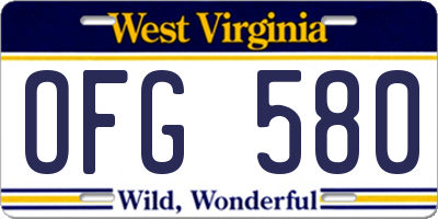 WV license plate OFG580