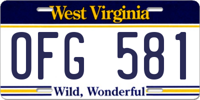 WV license plate OFG581