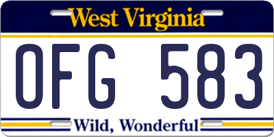 WV license plate OFG583