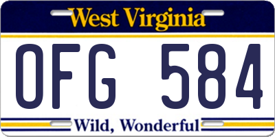 WV license plate OFG584