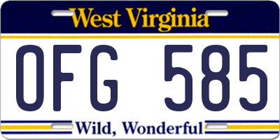 WV license plate OFG585