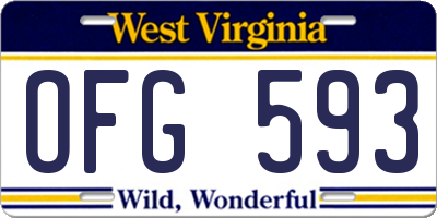 WV license plate OFG593