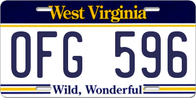 WV license plate OFG596