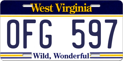 WV license plate OFG597