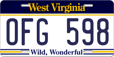WV license plate OFG598