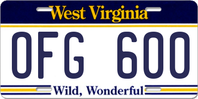 WV license plate OFG600