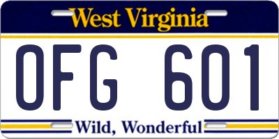 WV license plate OFG601