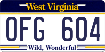 WV license plate OFG604