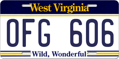 WV license plate OFG606