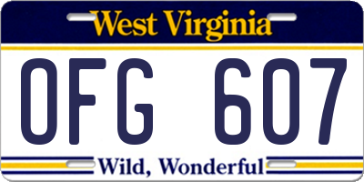 WV license plate OFG607