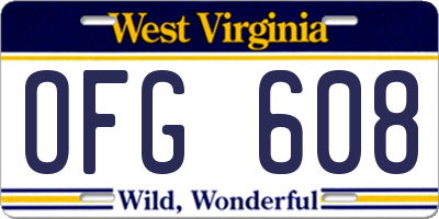 WV license plate OFG608