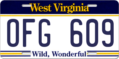 WV license plate OFG609
