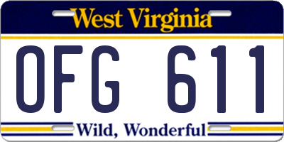 WV license plate OFG611