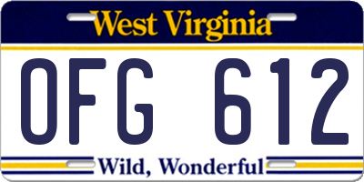 WV license plate OFG612