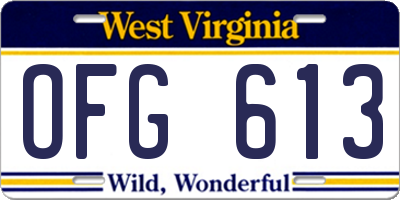 WV license plate OFG613
