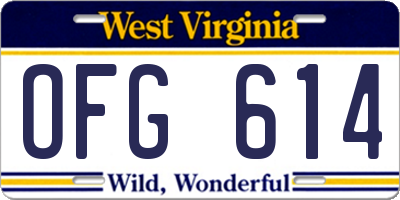 WV license plate OFG614