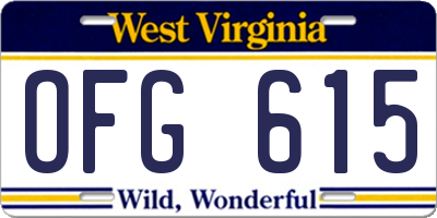 WV license plate OFG615