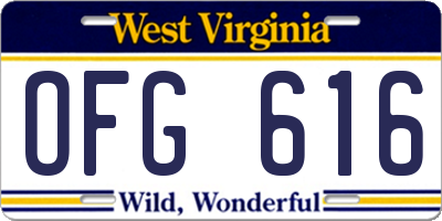 WV license plate OFG616