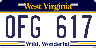 WV license plate OFG617