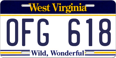 WV license plate OFG618