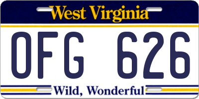 WV license plate OFG626