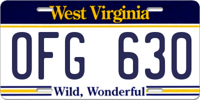WV license plate OFG630