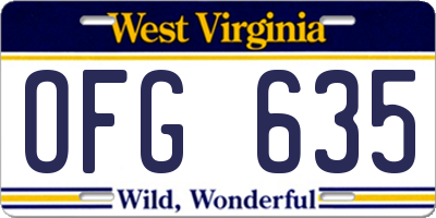 WV license plate OFG635