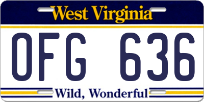 WV license plate OFG636